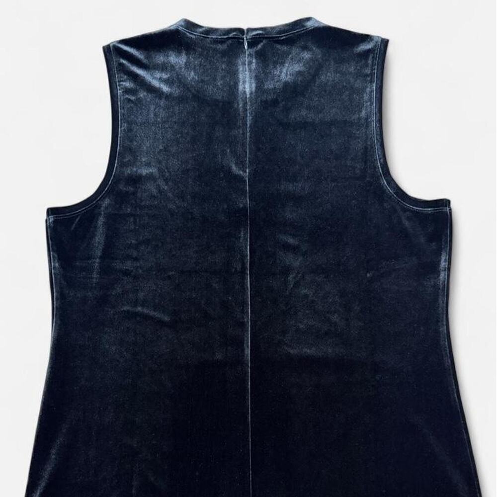 GAP Black Velvet Sleeveless Top Sz L Tall Zip Back Sheer Yoke Stretch - Picture 4 of 4